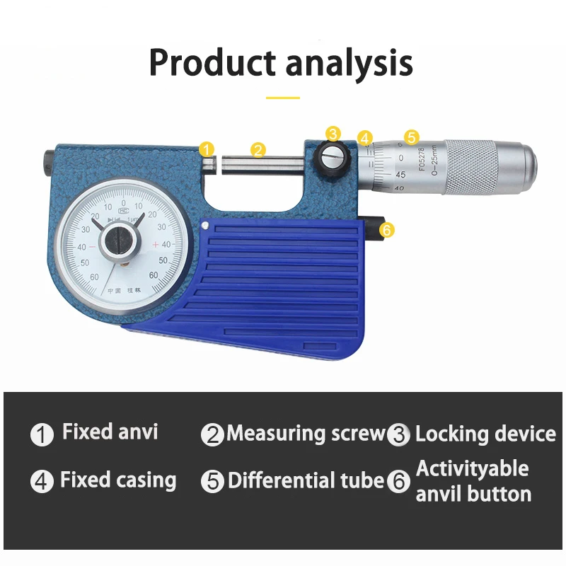 Рычаг микрометра 0-25 мм 25-50 мм Высокая Точность 0,001 циферблат микрометр наружный диаметр спиральный микрометр
