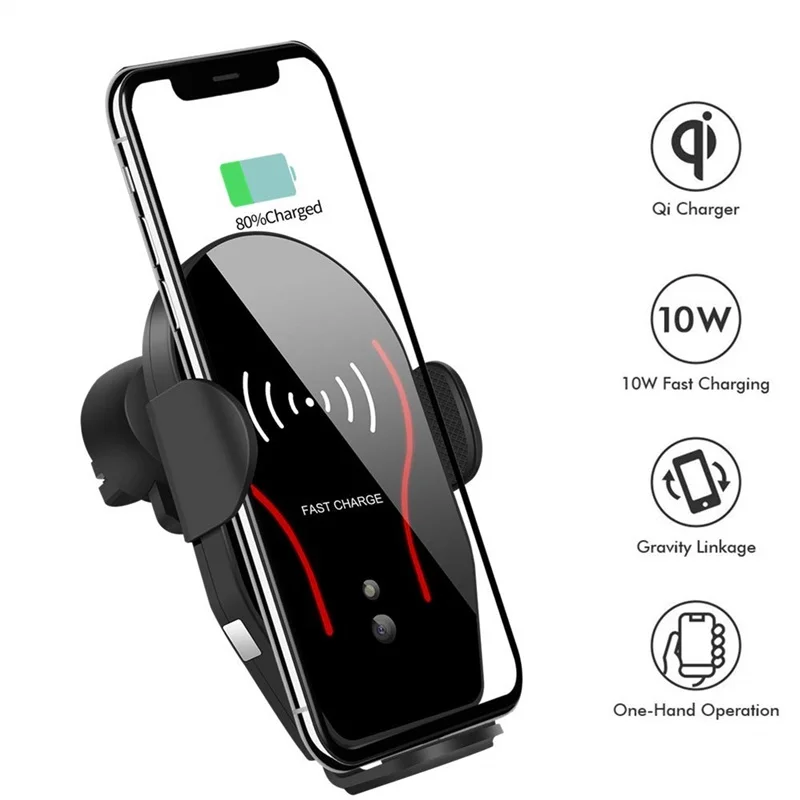 

10W Car Qi Wireless Charger For Iphone 8 X XS MAX Automatic Air Vent Holder Fast Wireless Phone Charger For Samsung S9 S8 Xiaomi