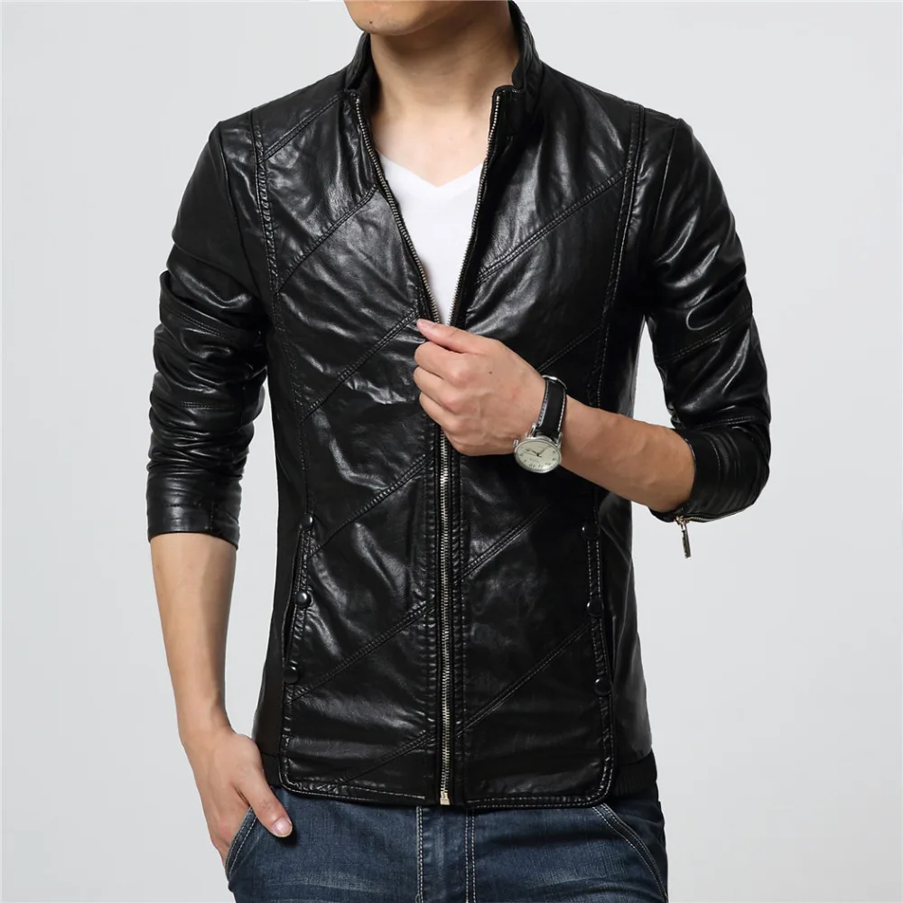 Мужская одежда, куртка из искусственной кожи, приталенная, винно-красная, хаки, черная, плюс размер, M-6XL, мотоциклетные пальто, высокое качество, Прямая