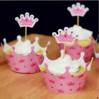

Pink Crown Princess Paper Cupcake Wrappers Decorating Boxes Baking Cake Cups With Toppers Picks For Kids Xmas Birthday Party