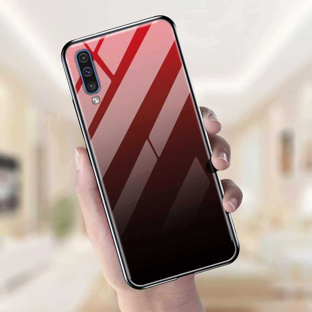 

For Samsung A50 Case Galaxy A50 Cases Tempered Glass Back Gradient Cover For Samsung GalaxyA50 A 50 A505F Bumper on A50 2019