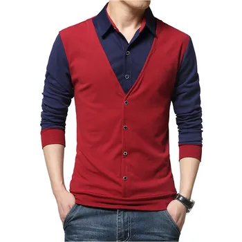 

Shirt Men's Sweater Knit Fake Two Men's Spring and Autumn Urban Style Casual Shirt Pullover / High Quality Custom Plus Size