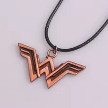 Retro Super Hero Wonder Woman Necklace Letter “W” Black Leather Chain Necklace for Best Friends