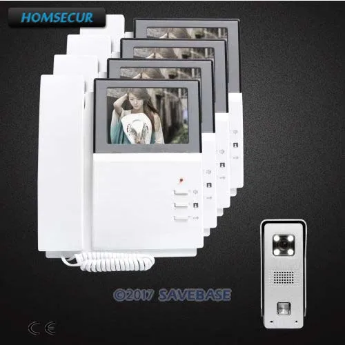 

HOMSECUR 4.3inch Video Door Entry Call System with IR Night Vision for Home Security 1 Outdoor Unit + 4 Indoor Units