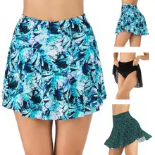 Женский купальник с высокой талией, короткий, с контролем живота, не просвечивающий, с рисунком, с юбкой, бикини, низ, защита от УФ-излучения