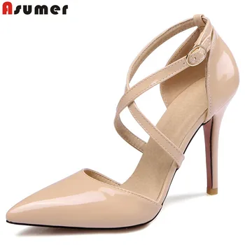 

ASUMER Large size 34-47 New 2020 fashion sexy high heels ladies pointed toe pu patent leather summer shoes women pumps footwear
