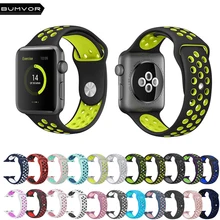 Bumvor спортивный силиконовый ремешок для наручных часов Apple watch, версии 40 мм 44 мм, 42 мм, 38 мм, версия браслет наручный ремень резиновый ремешок для наручных часов iwatch4/3/2/1 Nike