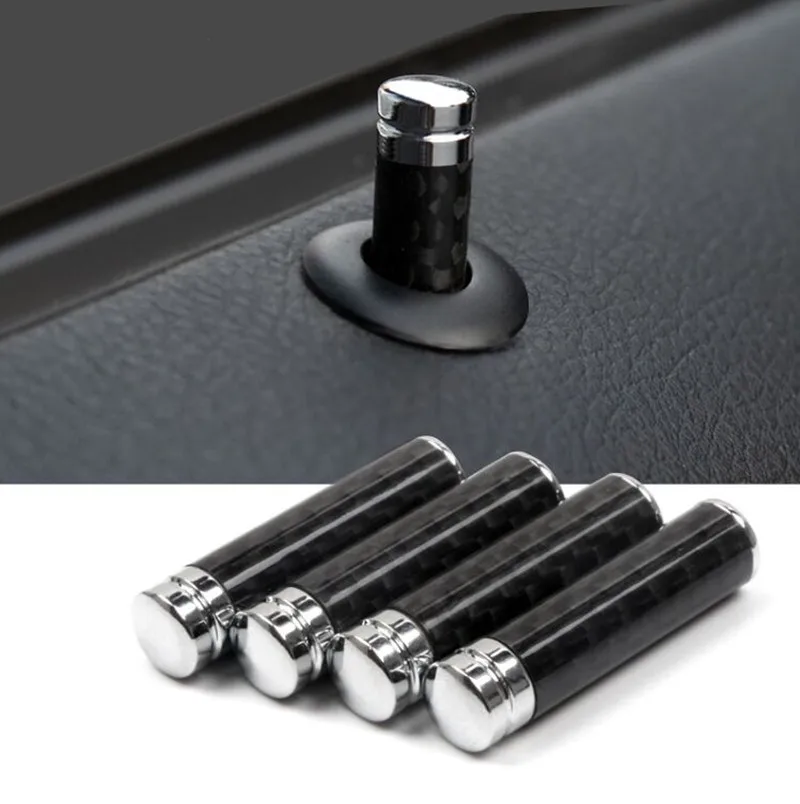 

4X Carbon Fiber Door Lock Stick Pin Cap Car Interior Styling for Toyota Camry Corolla RAV4 Land Cruiser Prius CAR Accessories