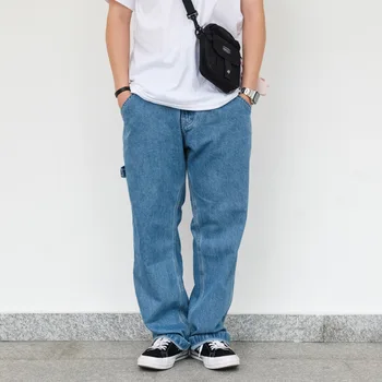 

Retro 2019 Spring And Autumn Recommended Solid Color Casual Jeans Simple Loose Men and Women