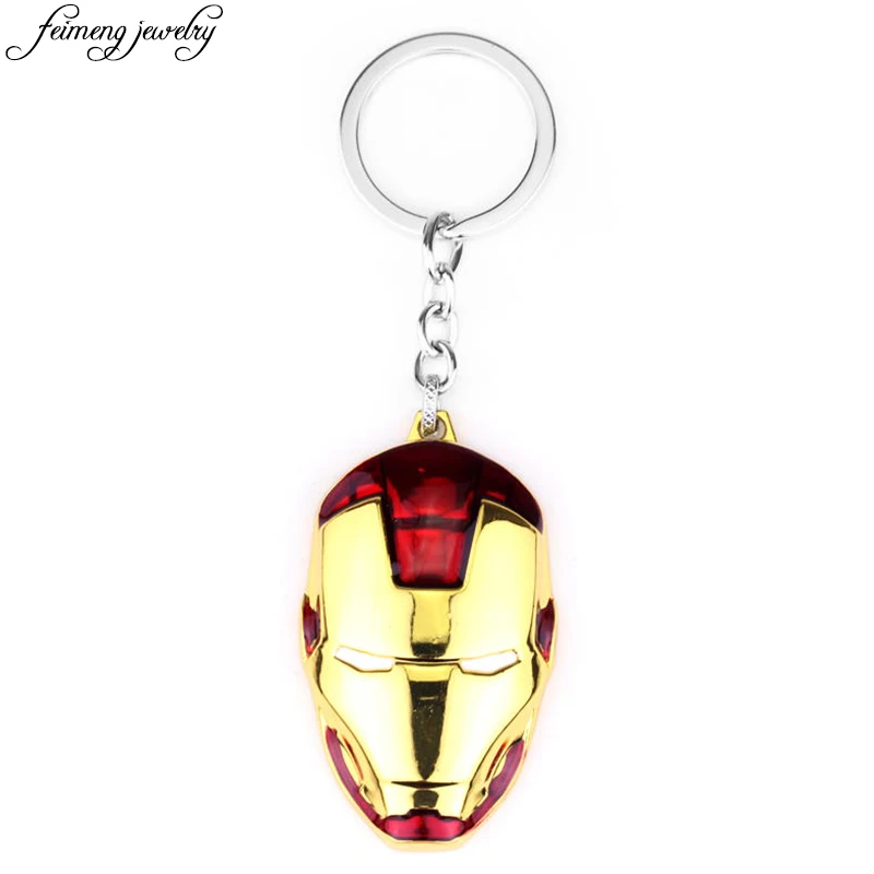 Marvel Super Hero los Vengadores Iron Man máscara llavero 3 colores moda esmalte Metal colgante llavero chaveiro llaveros