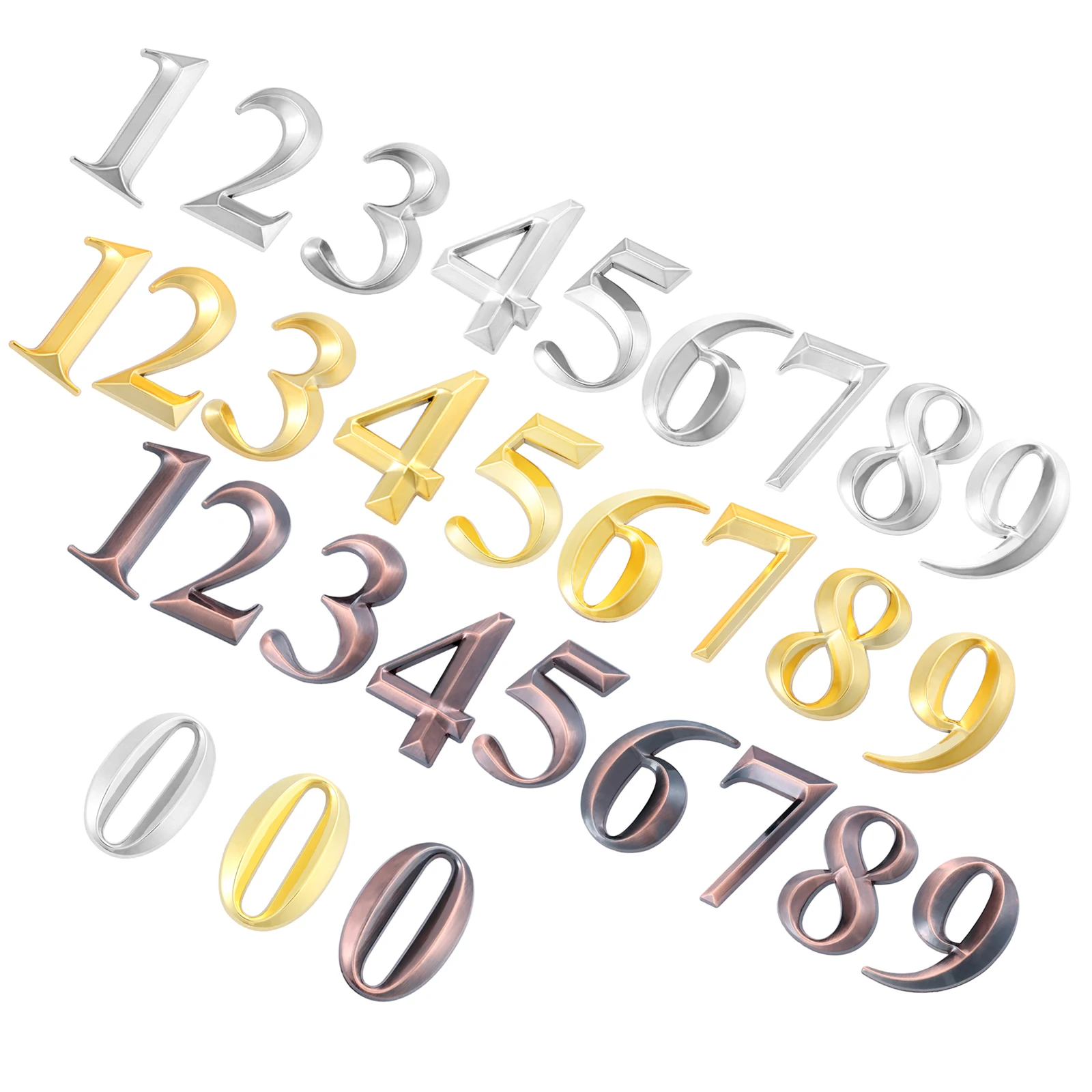 

Plastic ABS Golden House Number Door Address 3D Numeral Plate Plaque Sign Sticker With Self-adhesiv For Gate Room Waterproof