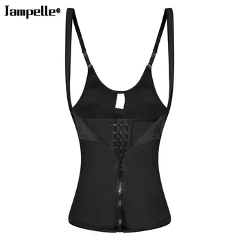 

Zipper & Hook Women Black Corset Latex Waist Trainer Vest Steel Bone Waist Cincher Body Shaper With Adjustable Straps