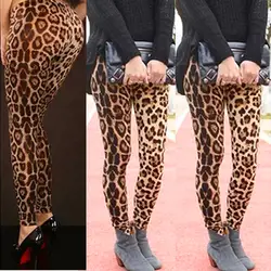 Женские с леопардовым принтом элегантный тощий карандаш упругие талии эластичные штаны Брюки Sexy Повседневное узкие 2019 Весенняя мода