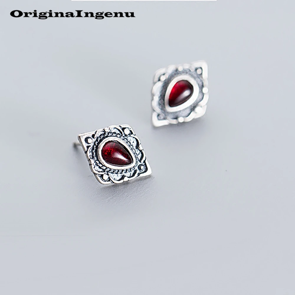 

Silver 925 Stud Earrings Brincos Jewelry Vintage Red Pendientes Minimalism Charm Friend Party Gift Earrings for Women Oorbellen