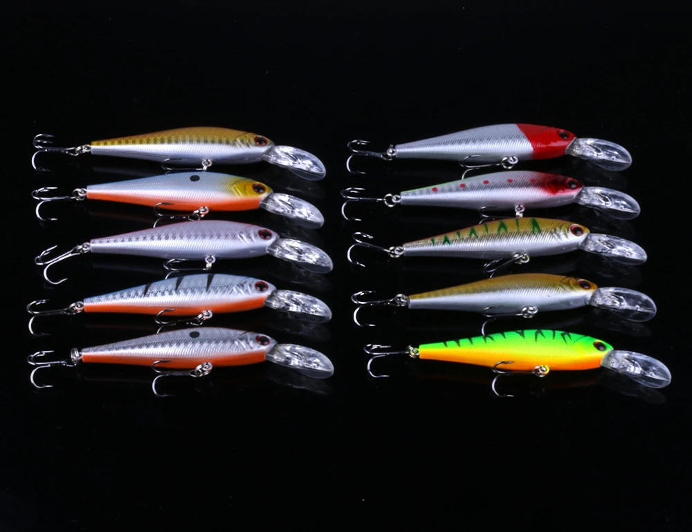 Iscas de Pesca Isca e Isca Hengjia Lote 8 Modelos Minnow Manivela Lápis Dura Cores Wobblers Pesca Equipamento Atacado 56 Pçs - 2 Hengjia 56 pçs lote 8 modelos iscas