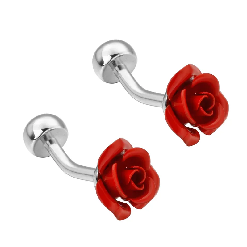 Luxury Men red rose Cufflinks High Quality Lawyer Groom Wedding