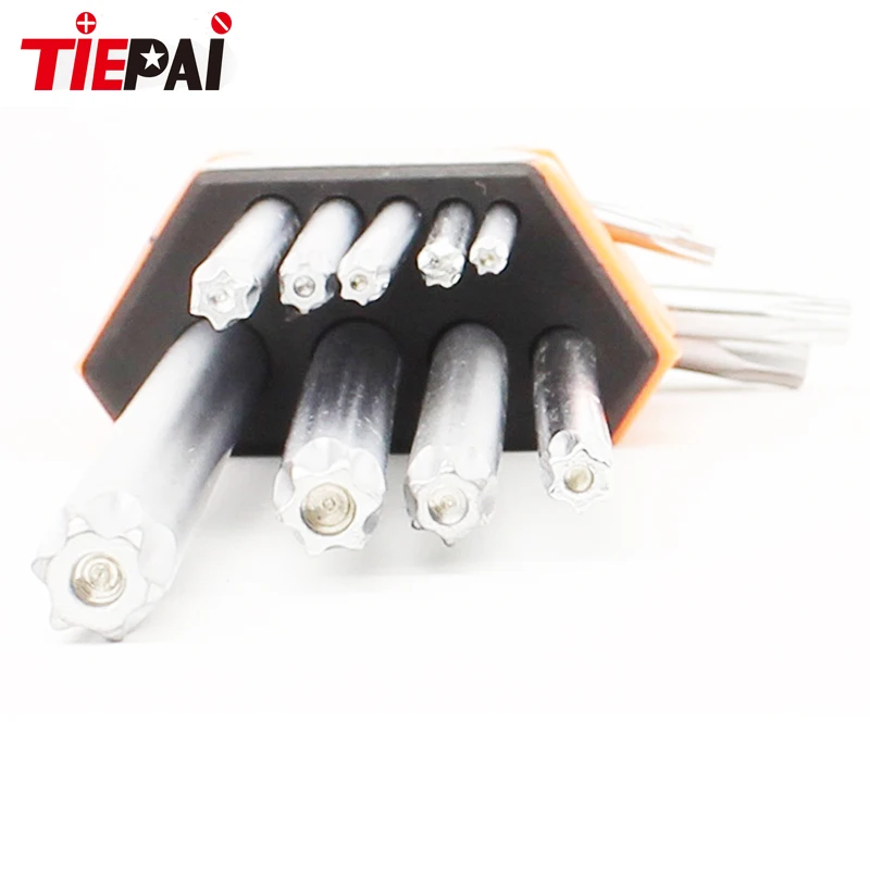 9Pcs Box End Wrench Tool Set Anti Tamper Proof Torx Key Bit Wrench L-Shape T10 T1 T20 T25 T27 T30 T40 T45T50 Short Length Type 9..