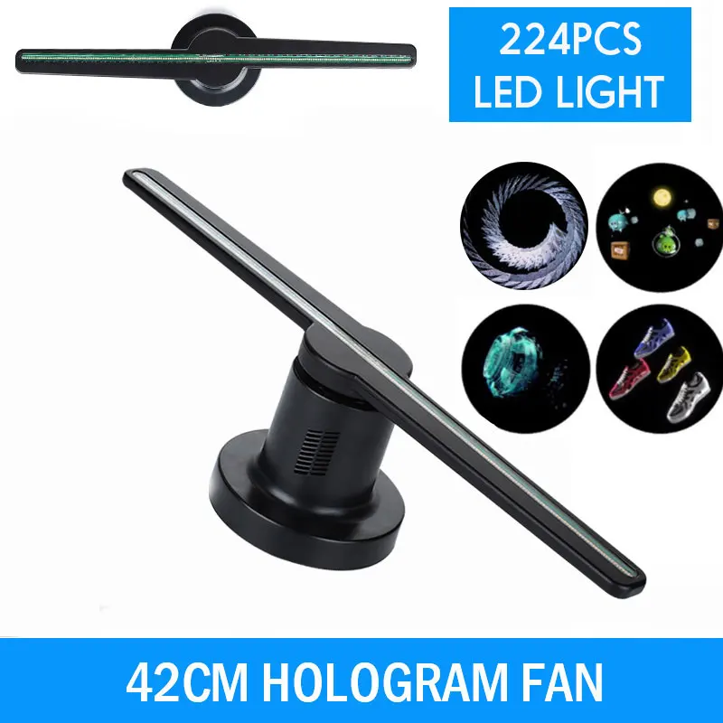 

42cm 224 LEDs 3D Hologram Projector Fan Holographic Display Advertising Lights Funny Player Business Party Decorations Lamp
