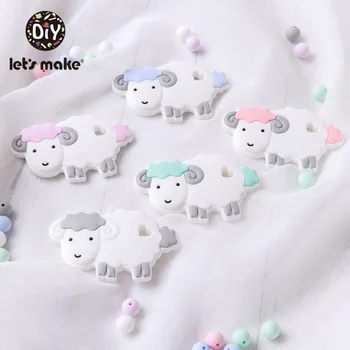 

Let'S Make Silicone Teether Cute Sheep 1Pc Bpa Free Chewable Beads Organic Baby Teethers Diy Pacifier Chain Accessories Kids Toy