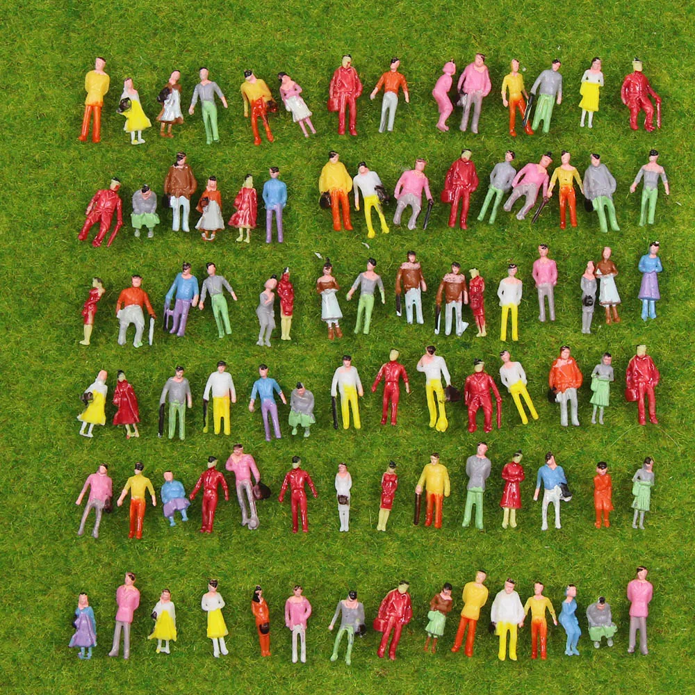 

P150 100pcs Model Train People 1:150 Scale Painted Street Figures Passenger N Scale Scenery Standing Seated Figures Miniature