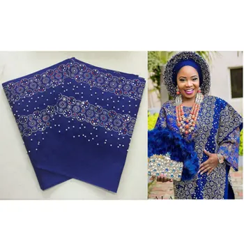 

African Gele Headtie Aso Oke Latest Gele Wrapper with Beads and Stones Nigerian Gele Aso Oke Head tie for Party AH30