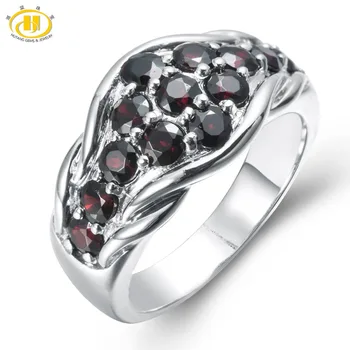 

Hutang Wedding Ring Natural Gemstone Black Garnet Solid 925 Sterling Silver Fine Fashion Stone Jewelry For Women's Gift New