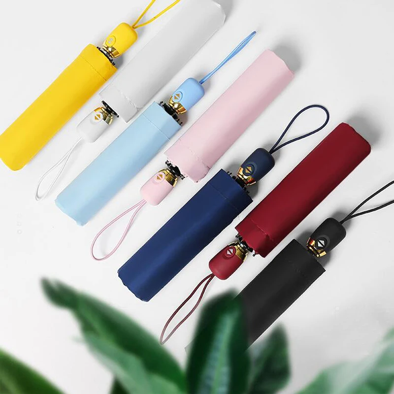 

TRDZPET New Fully-automatic Three Folding Women Sweet Pink And 7 colors Sunny and Rainy Umbrella