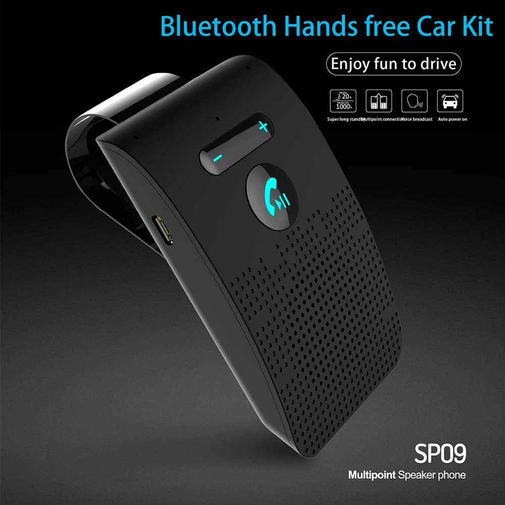 SP09 беспроводной автомобильный Bluetooth V4.2 Bluetooth громкая связь автомобильный комплект беспроводной Bluetooth динамик телефон солнцезащитный козырек клип динамик телефон