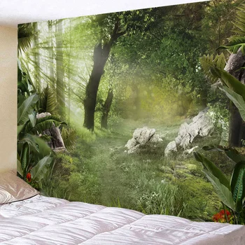 

Tapestry Wall Hanging Bed Spread Beach Towel Table Cloth Home Decoration Natural Forest Design Rectangle 150cmx130cm