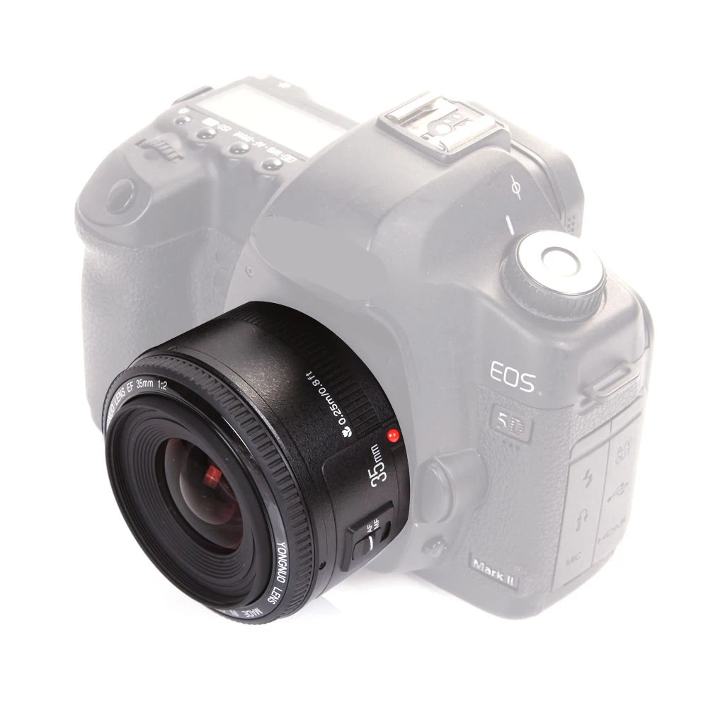 YONGNUO 35 мм F/2 Объектив yn35мм широкоугольный с большой апертурой фиксированный объектив с автофокусом для камеры Canon 6d 60d 5d mark iii 550d 1100d 650