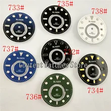 Bliger 35,6 мм GMT зеленый светящийся с логотипом циферблат подходит для морской чайки 5833A Move Мужские t часы