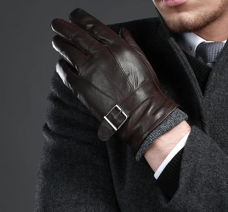 Новые кожаные зимние перчатки guantes, теплые перчатки из овчины, мужские кожаные перчатки, простые противоскользящие перчатки для мужчин KWA559