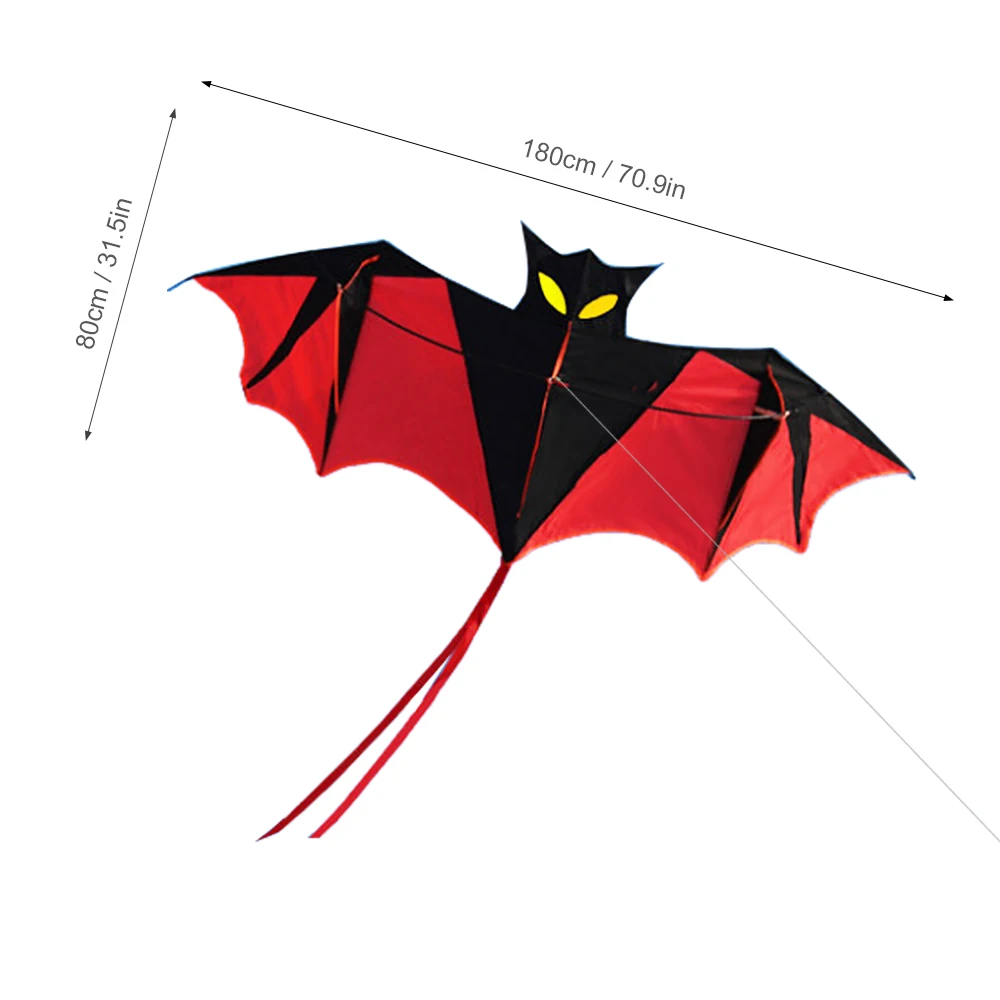 180 см красный летучая мышь Мощность кайт с ручкой крепкое стекловолокно стержень 30 м одной линии Летающий змей для детей и взрослых спорта