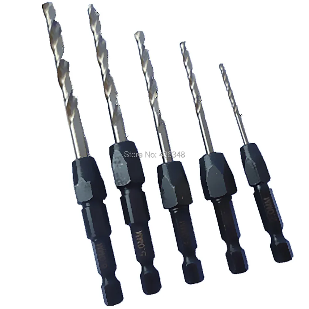 5pcs Countersink Drill Bit Set Quick Change Twist Drill Bits 1/4" Hex Shank Core Drill Reamer