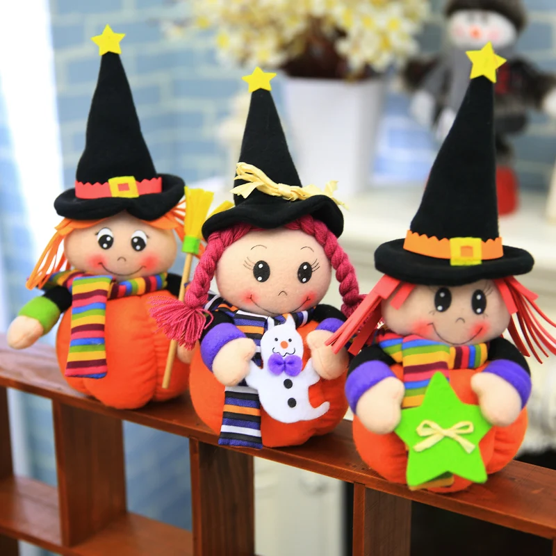 Hot Sale Halloween Witch Toy Gifts Broom witch Dolls For Kids DIY Toy For Halloween Party