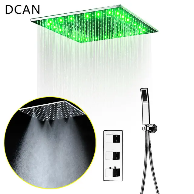 Large Ducha Shower System Thermostatic Mixer 20 Inch Led Mist Rain Large Ducha Shower System Thermostatic Mixer 20 Inch Led Mist Rain 3 Ways Head Ceiling
