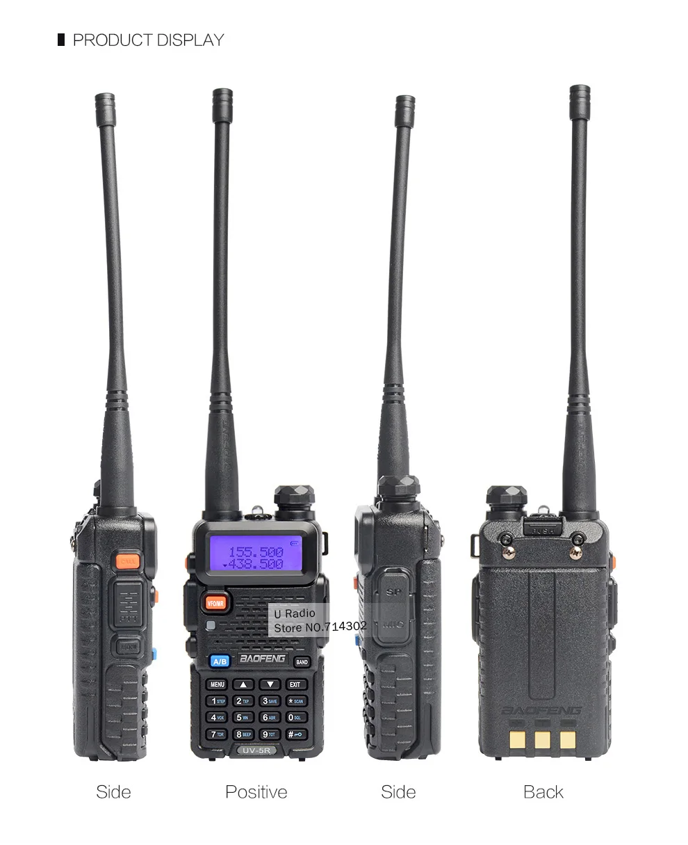 2 шт Baofeng UV-5R Двухдиапазонная рация UHF VHF радио связь UV5R портативная Рация Набор Baofeng 5R радиоприемники черный