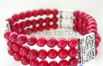 

shitou 00484 Elasticity 8inchs 6mm round red coral bead Bracelet