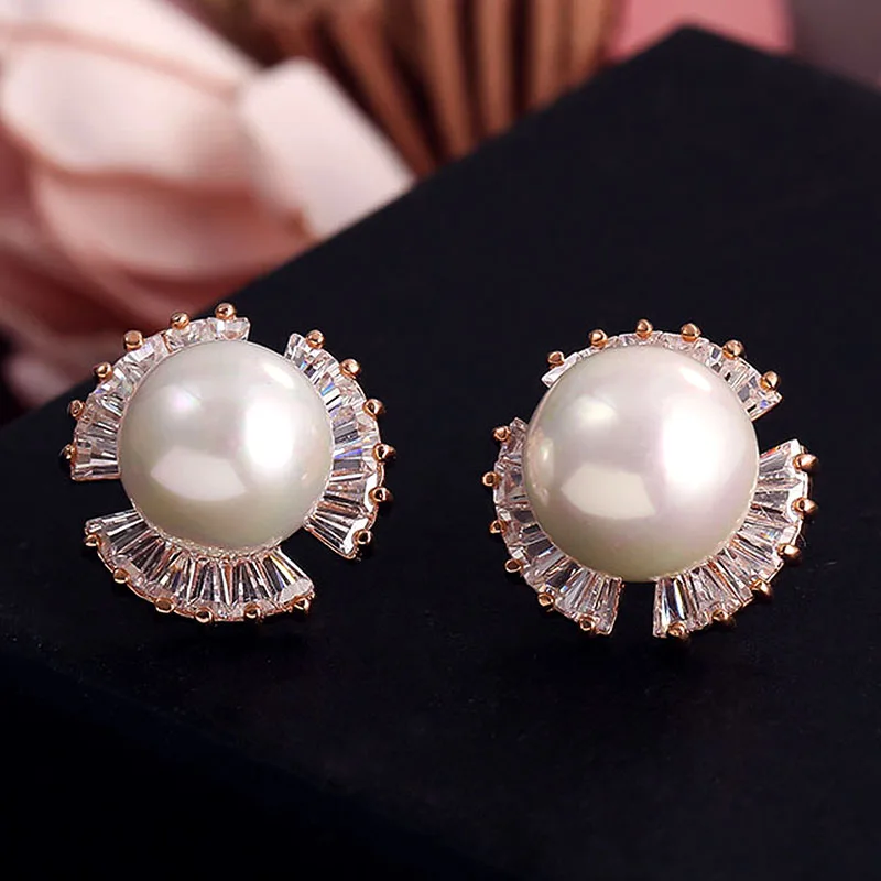 Buy Classic Pearls Earrings For Women 925 Sterling Silver Earpins Synthetic