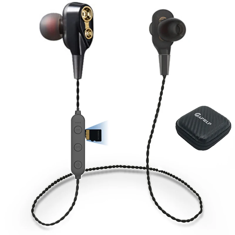 

T1 Double Dynamic 6D Surround Sound Bluetooth Earphones With TF Card Play Stereo Bass Sport Wireless Headphone For Mobile Phone