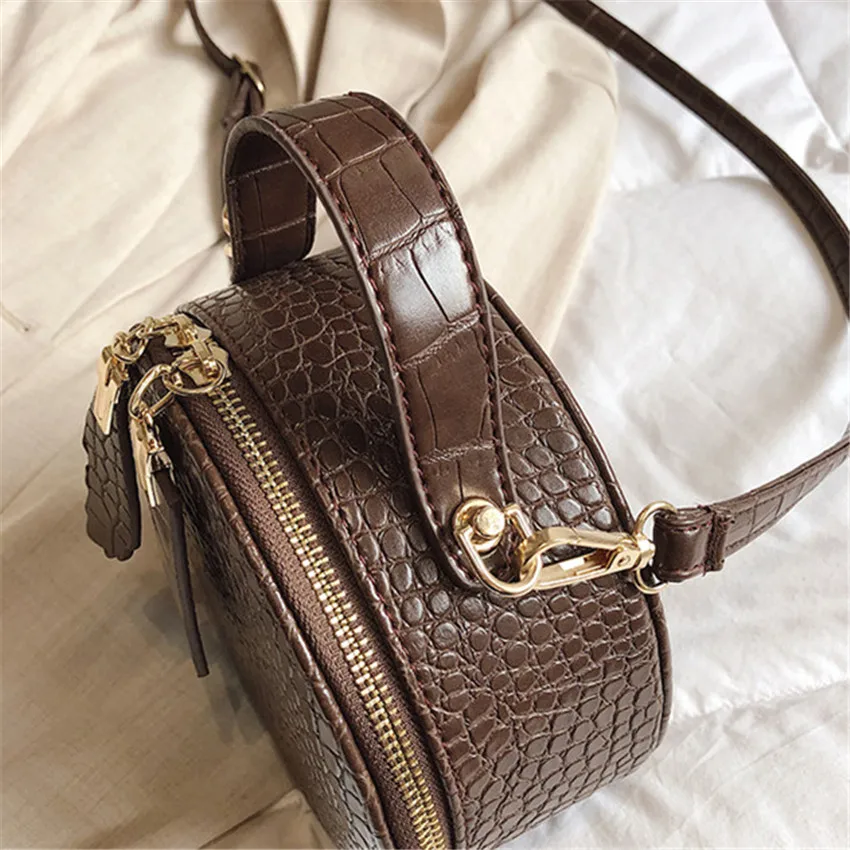  TOYOOSKY Brand Designer Women Mini Round Bags Crocodile Pattern Messenger Bag Circle Lady Top-handl - 32973106274