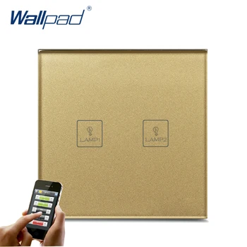 

WIFI Phone Control 2 Gang Remote Wallpad Gold Glass Switch 110-250V LED EU 2 Gang Phone WIFI Touch Controlled Wall Light Switch