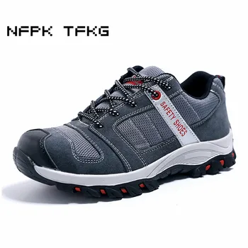 

big size mens casual steel toe cap work safety shoes anti-puncture wearable tooling security low boots protection footwear male