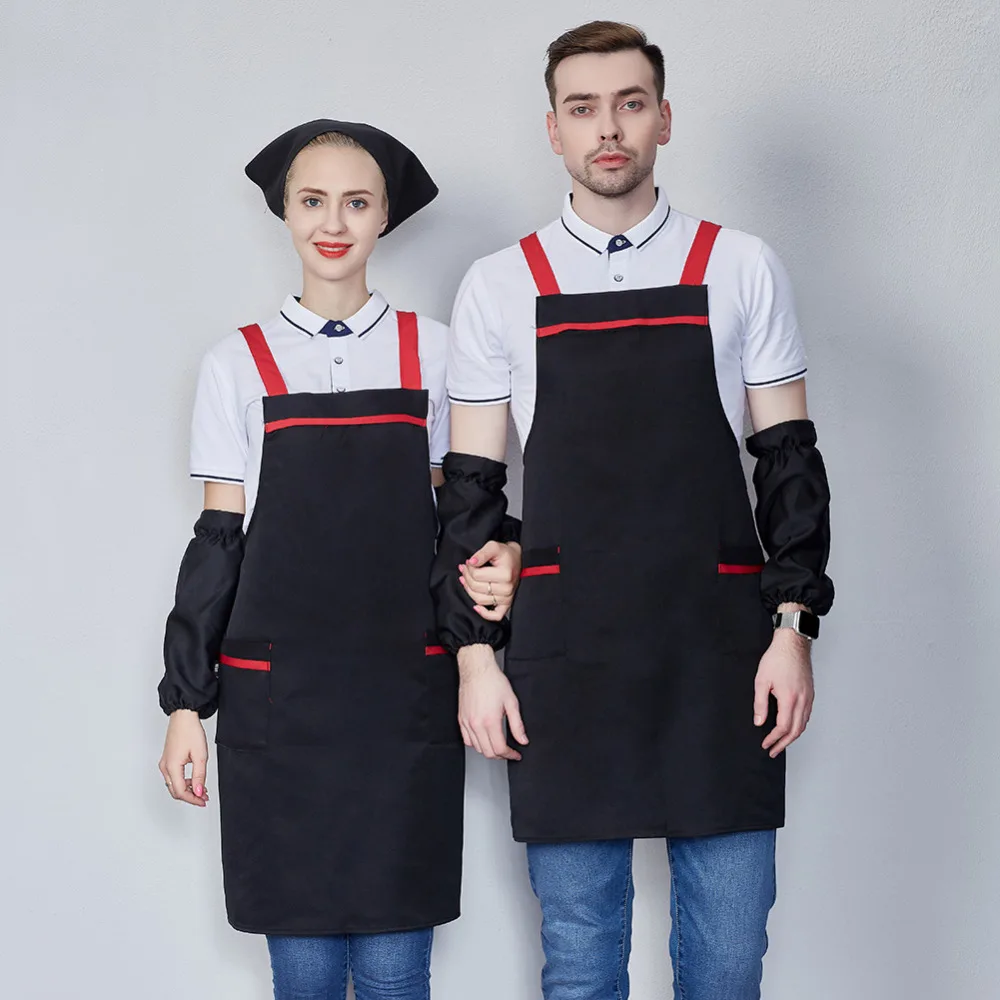 

Solid Color Cooking Kitchen Apron For Woman Men Chef Waiter Cafe Shop BBQ Hairdresser Aprons Home Baking Dress with Pockets