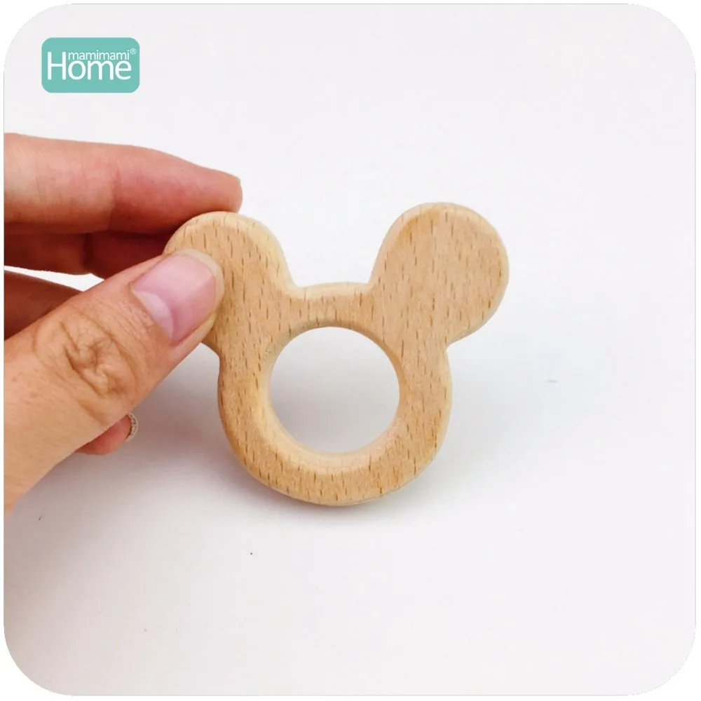 MamimamiHome Baby Beech Wood Rattles Mickey Head 10pc Teether Bracelet Toy For A Stroller Play Gym Accessories Montessori Toys