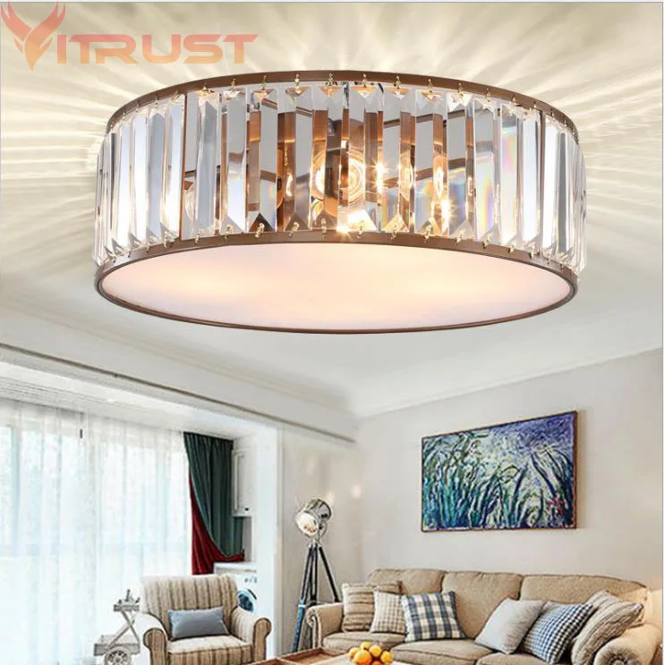 

VITRUST Modern Crystal Ceiling Lamp Living Room Bedroom Boys Girls Study Round K9 Chandelier Home Lighting Fixturing lampara