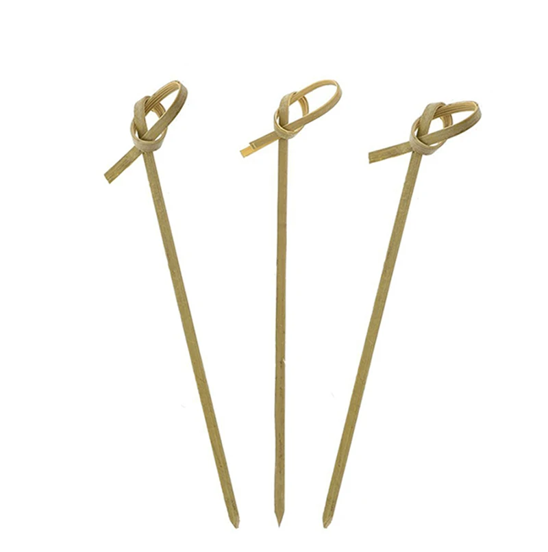 Free Shipping 12cm 100pcs Bamboo Knot Shape Cocktail Sticks Pick ...