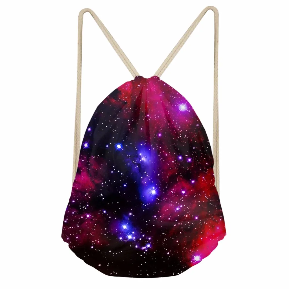 

FORUDESIGNS Women Drawstring Bags Galaxy Space Printing Men Backpack Kids Girls School Bags Backpack College Students Rucksack