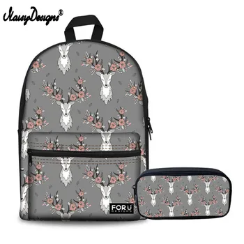 

Women Dog Backpack Set Back to College Girls School Bag Pencil Bag K POP Deer Print Backpacks Female Laptop Knapsack Travel Bag