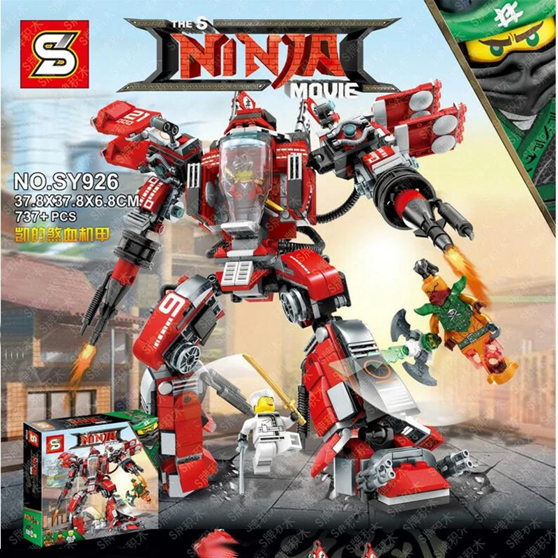

2018 New SY926 737Pcs Ninjagoed Movie Kay's Fire Mech Figure Model Building Kits Blocks Bricks Toys For Children Compatible Gift